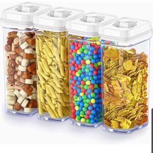 Airtight Clear Food Storage Canisters with White Lids - Set of 4 Tall